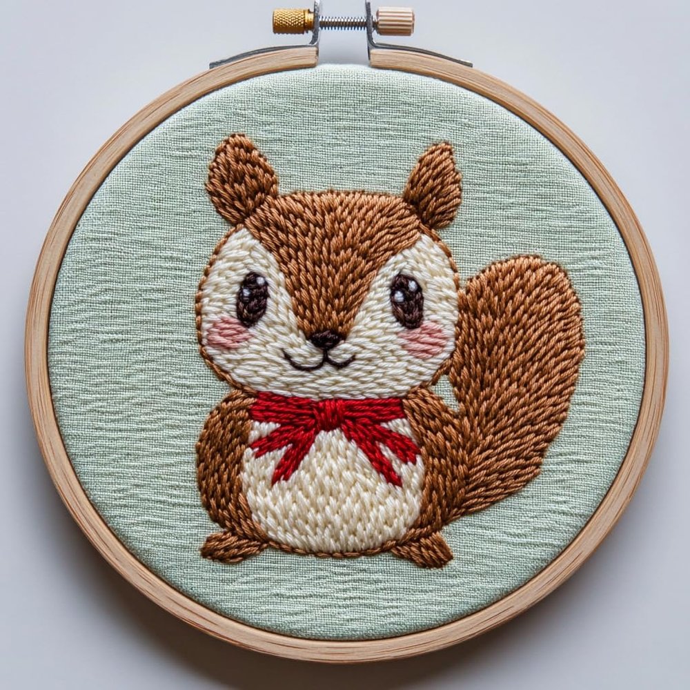 Punch Needle kit for Beginners, Enchanting Cute Squirrel Embroidery DIY Festive Set, Punch Stitching kit for Adults, Needle Punch Kits for Adults, Holiday Handmade Project