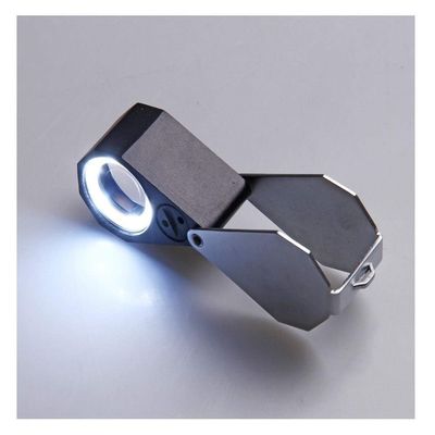 10X/20X/30X Full Metal Magnifier with Light,Folding Portable Jewelry Loop Magnifying Loupe Jewelers Eye Loupe with LED Light