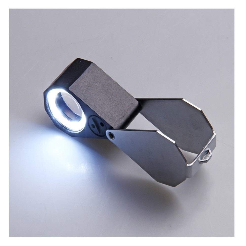 10X/20X/30X Full Metal Magnifier with Light,Folding Portable Jewelry Loop Magnifying Loupe Jewelers Eye Loupe with LED Light