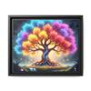 A Glowing Tree of Life with Multicolored Leaves - Premium Pinewood Frame Framed Canvas Wall Art view 1
