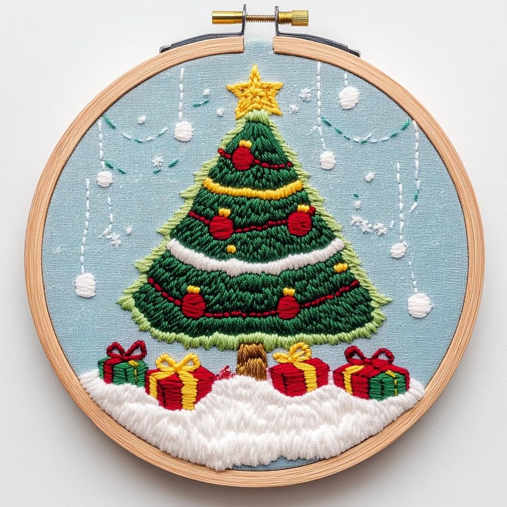 Punch Needle kit for Beginners, Delightful Snow Series Punch Needle Holiday DIY Handmade Seasonal idea, Punch Stitching kit for Adults, Needle Punch Kits for Adults, Festive Creative Decoration
