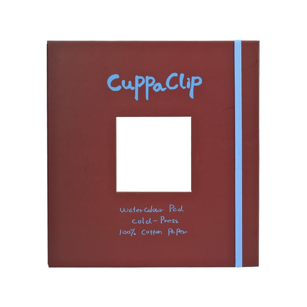 CuppaClip Watercolor Paper Pad Cover Illustration Pure Cotton Pulp Cold Press 300GSM Acid-Free Hardback Watercolor Book (Burgundy)
