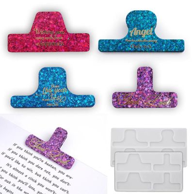 Clip Resin Mold with 2 Styles, Bookmarks Clips Silicone Molds with 20 PCS Folder, UV Resin Mold PP Clip Give Your Office Documents a Unique Style