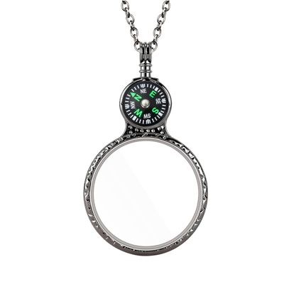 Magnifying Glass Necklace for Women, 10X Magnifying Monocle Necklace Pendant Vintage Reading Magnifier Lens (Black)