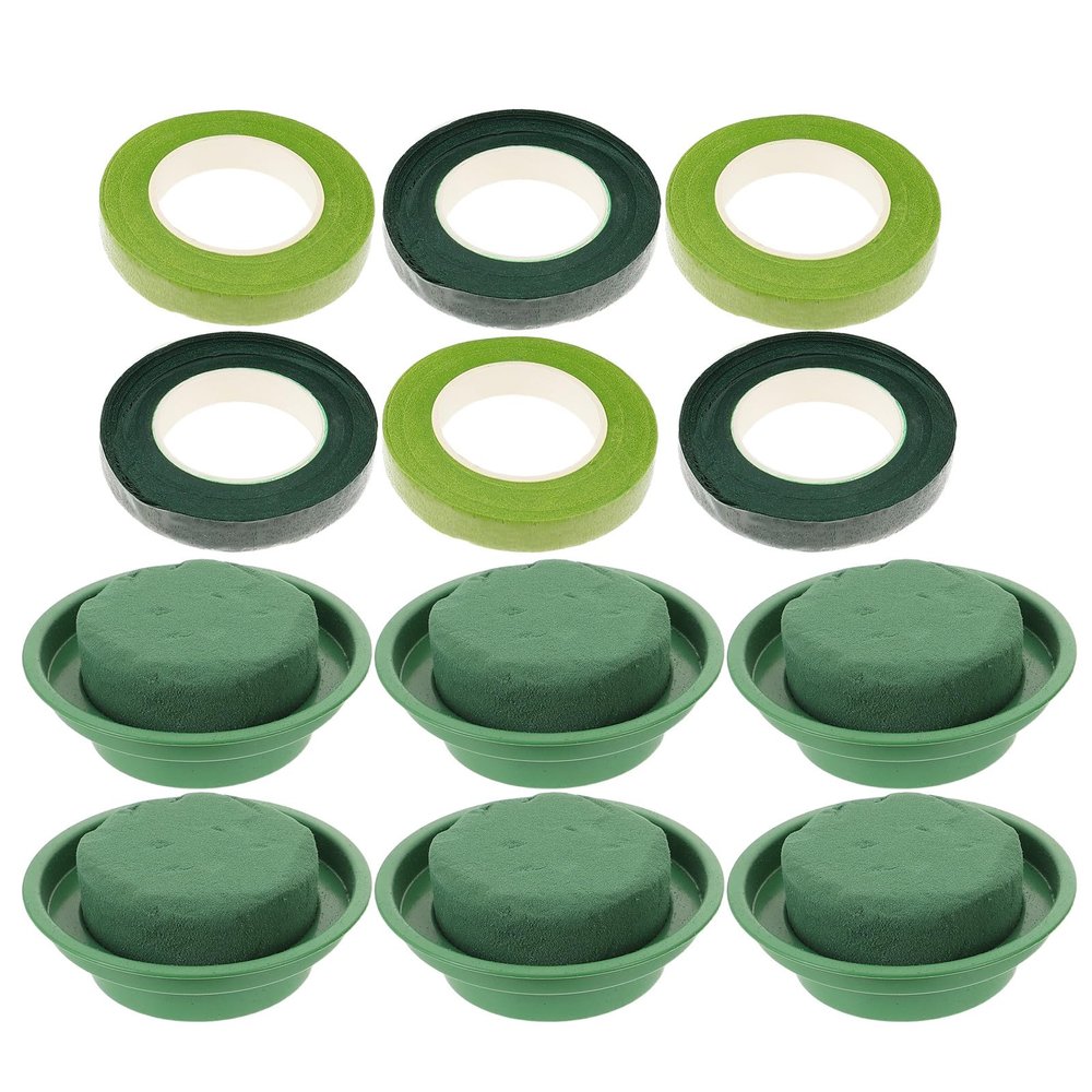 SEWACC 1 Set Flower Foam with Bowl Kit Round Floral Foam Blocks Bulk DIY Green Flower Arrangement Supplies Floral Arranging Kit for Wedding Birthday Party Table Centerpiece Decorations