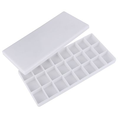 24 Compartments Watercolor Palette, White Plastic Paint Tray with Lid Watercolor Mixing Tray Art Palette for Artists Oil Paint