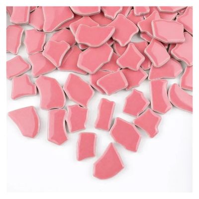 115g Polygon Porcelain Mosaic Tiles Irregular Ceramic Tile DIY Craft Materials 66(Rose Red)