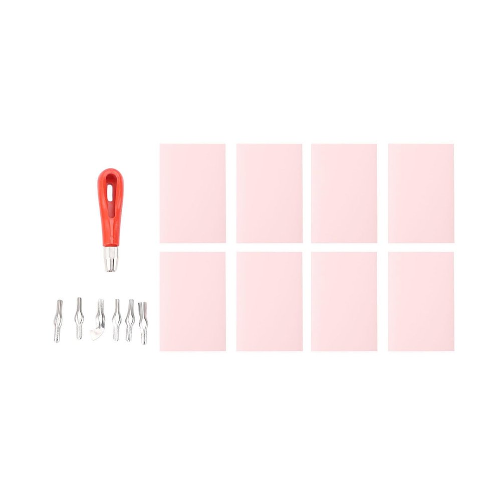 Stamp Making Kit 8pcs Pink Rubber Carving Blocks Linoleum Cutter Kit Linocut Carving Tools for Block Printing Printmaking Supplies