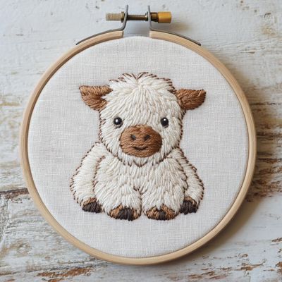 Punch Needle kit for Beginners, Cute Highland Cow Handmade Holiday DIY Festive Punch Stitching kit for Adults, Needle Punch Kits for Adults, Creative Seasonal Decoration Project