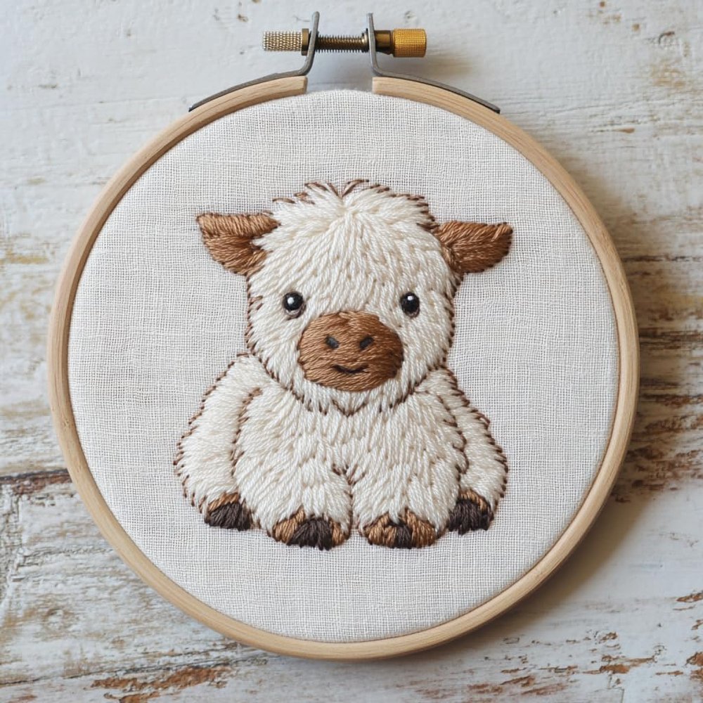 Punch Needle kit for Beginners, Cute Highland Cow Handmade Holiday DIY Festive Punch Stitching kit for Adults, Needle Punch Kits for Adults, Creative Seasonal Decoration Project