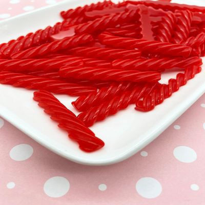 Big Red Licorice Cabochons, Cute Resin Candy Cabs rdnqu (6 Pieces)