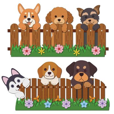 DELORIGIN Fence Puppy Cutting Dies Cute Dogs Die Cut Carbon Steel Die Cuts Stencils Card Making Scrapbooking Embossing Stencils Template Dies for DIY Paper Craft Albums Card Gift Decor