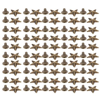 50 Sets Star Shape Rivet Studs, 14mm Zinc Alloy Star Rivets Screwback Garment Tacks Studs and Spikes for Leather Craft Shoes Bags Clothing Decoration (Bronze)
