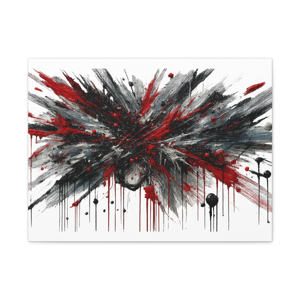 Abstract Canvas Wall Art, Vibrant Red Black White Expressionist Painting, Modern Home Decor, Living Room, Office Decoration