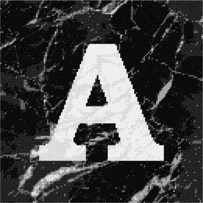Pepita Needlepoint kit: Letter A Black Marble, 10" x 10"
