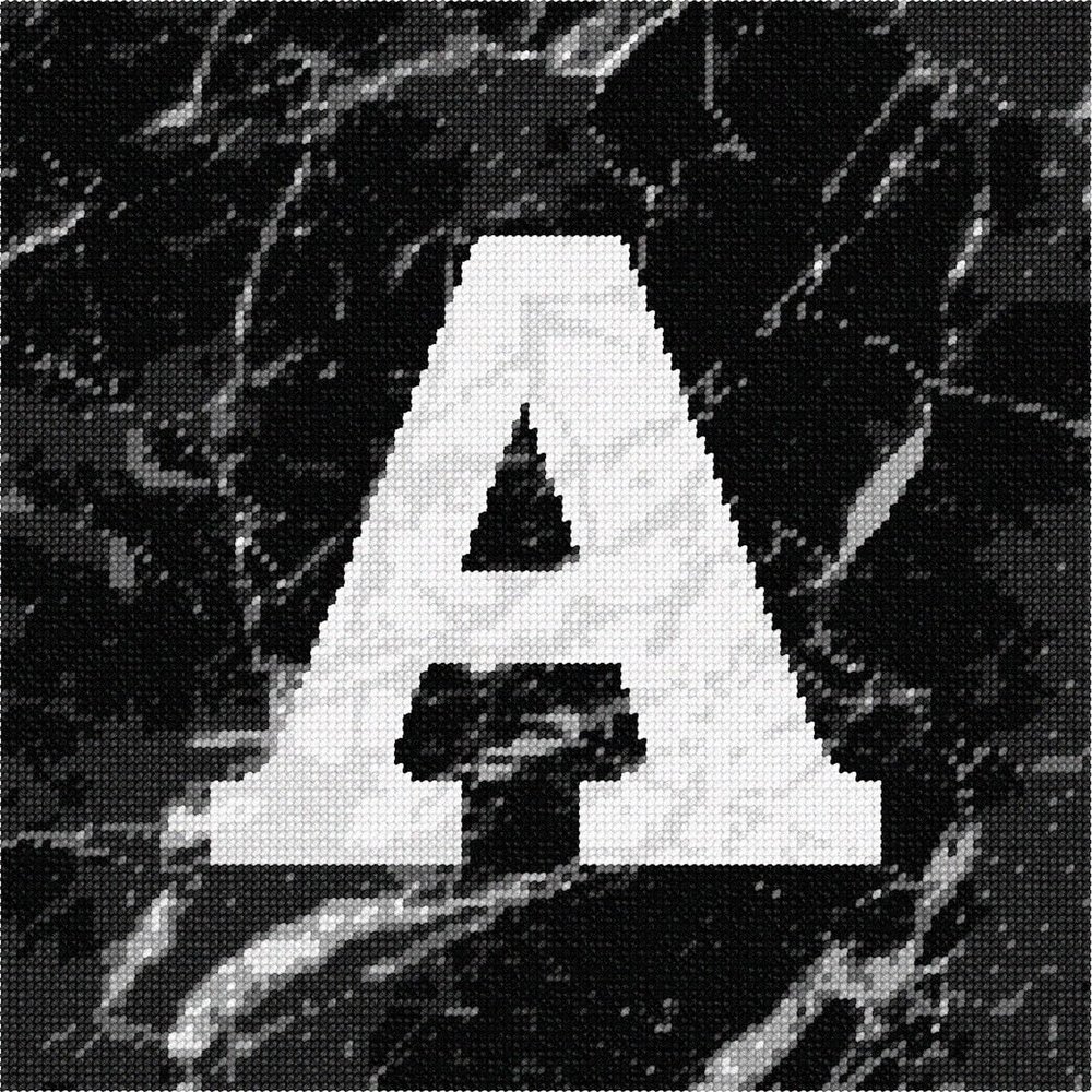 Pepita Needlepoint kit: Letter A Black Marble, 10" x 10"
