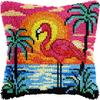 Latch Hook Kits Pillow Kits Flamingo Under Moon Cushion Throw Pillow Embroidery Craft Kits for Beginner DIY Kits of DIY Hooking Pillow Cover Supplier with Printed Canvas 43x43cm (106F) view 1