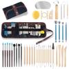 CeeVian 40PCS Clay Sculpting Tools Kit, Pottery Tools Set with Stainless Steel & Wooden Clay Carving Tools, Ball Stylus, Rubber Tip Shapers, Sponge & Storage Bag for Ceramic, Polymer Clay, Sculpting view 1