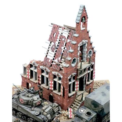 1/35 Scale Modern Town Hall Military Scene Model Kit, Resin Building Ruins Diorama, Unpainted Unassembled Architectural Accessory for Scale Models