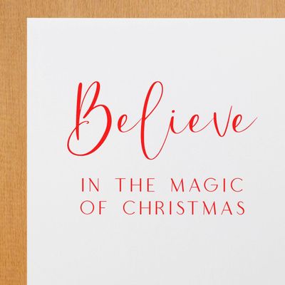 Christmas Magic Script Rubber Stamp with Ink, Standard 1-5/8" Square Wood Handle - Ideal Xmas Scrapbook Professional Grade for Holiday Cards & Crafts, Scrapbookers Card Makers