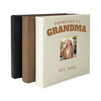 Promoted to Grandma EST. 2025 Photo Album, Holds 200 4" x 6" Photos, Leatherette and Laser Engraved Scrapbook