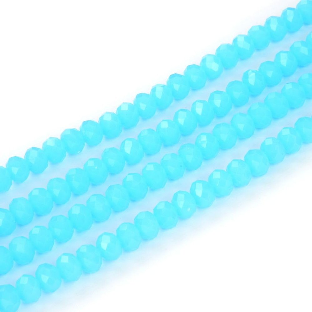 1000pcs Czech Faceted Rondelle Crystal Glass Loose Beads 4mm Small Tiny Spacer Bulk Blue Turquoise Opal for DIY Craft Jewelry Making CCR431