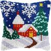 Christmas House Latch Hook Kits Pillow Kits Cushion Throw Pillow Embroidery Craft Kits DIY Kits of DIY Hooking Pillow Cover Supplier with Color Printed Canvas 43x43cm (137) view 1