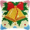 Christmas Bells Latch Hook Kits Pillow Kits Cushion Throw Pillow Embroidery Craft Kits DIY Kits of DIY Hooking Pillow Cover Supplier with Color Printed Canvas 43x43cm (176) view 1