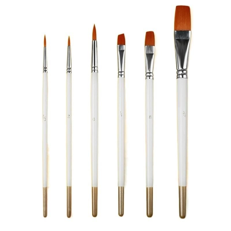 EWUROI 6pcs Paint Brushes Set Nylon Tips Brush for Acrylic Oil Watercolor Gouache Artist Professional Painting Kits