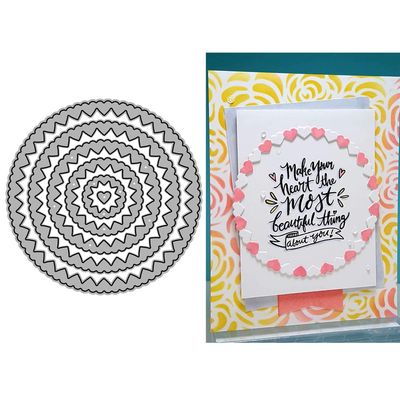 Circular Lace Border Die Cuts for Card Making, Heart Lace Metal Cutting Dies for Paper Scrapbooking, DIY Stencils for Album Party Wedding Festivals Decoration