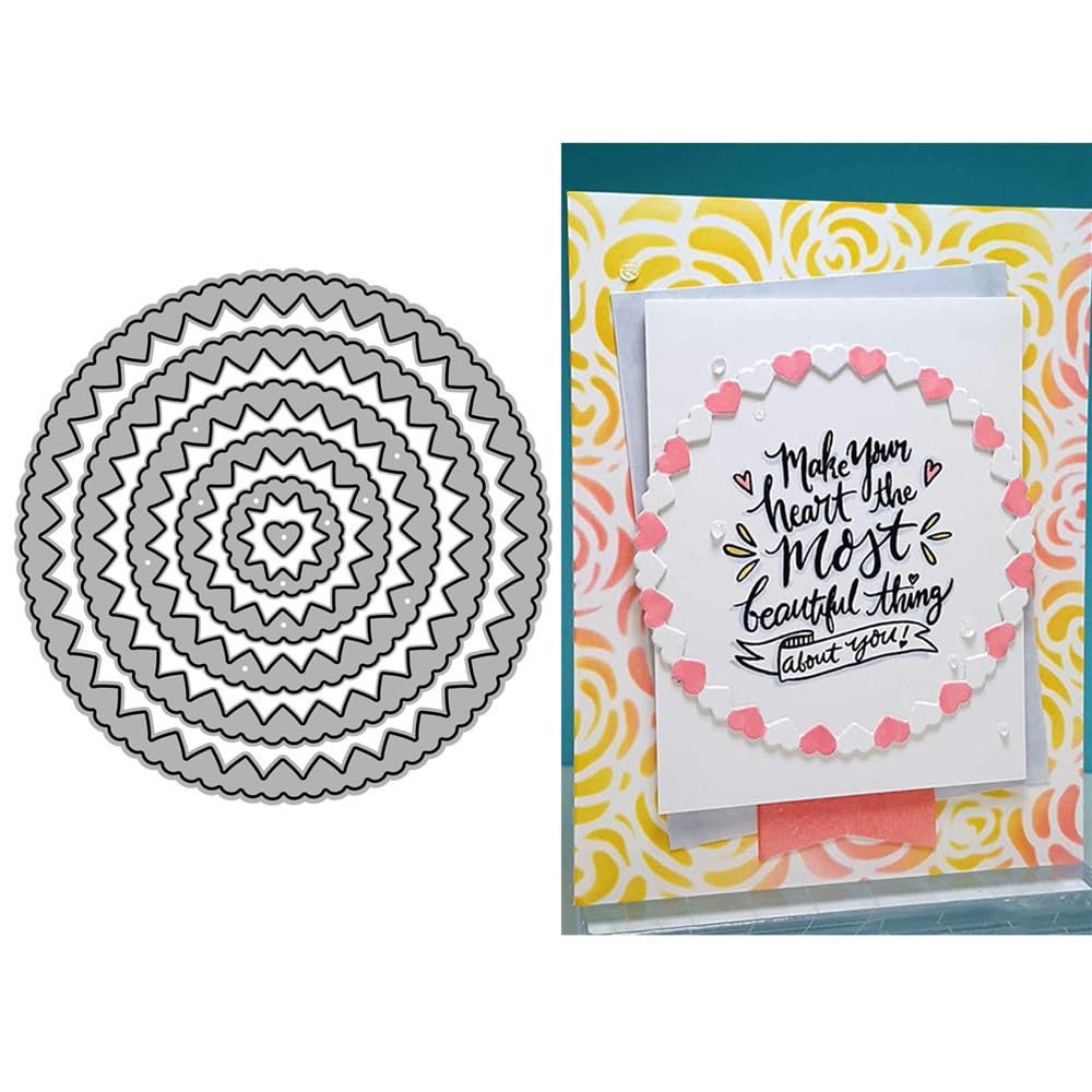 Circular Lace Border Die Cuts for Card Making, Heart Lace Metal Cutting Dies for Paper Scrapbooking, DIY Stencils for Album Party Wedding Festivals Decoration