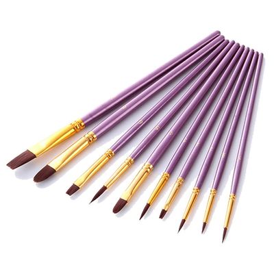 EWUROI 10Pcs Paint Brushes Set Nylon Hair Painting Brush Oil Acrylic Gouache Watercolor Pen Professional Art Supplies(D)