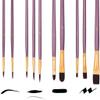EWUROI 10Pcs Paint Brushes Set Nylon Hair Painting Brush Oil Acrylic Gouache Watercolor Pen Professional Art Supplies(D) view 4