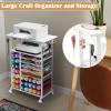Rolling Craft Storage Cart with 29 Vinyl Roll Holders Craft Organizers and Storage Compatible with Cricut Machines Crafting Table Organization Workstation with Wheels for Craft Room Rustic White view 3