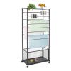 JAYEUW 16 Tier Ribbon Holder Organizer Rack for Craft Room, Ribbon Display Stand with Lockable Wheels, Multifunctional Ribbon Storage Flower Gift Wrap Organizer for Flower Shop, Cake Shop (Black) view 1