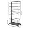 JAYEUW 16 Tier Ribbon Holder Organizer Rack for Craft Room, Ribbon Display Stand with Lockable Wheels, Multifunctional Ribbon Storage Flower Gift Wrap Organizer for Flower Shop, Cake Shop (Black) view 3