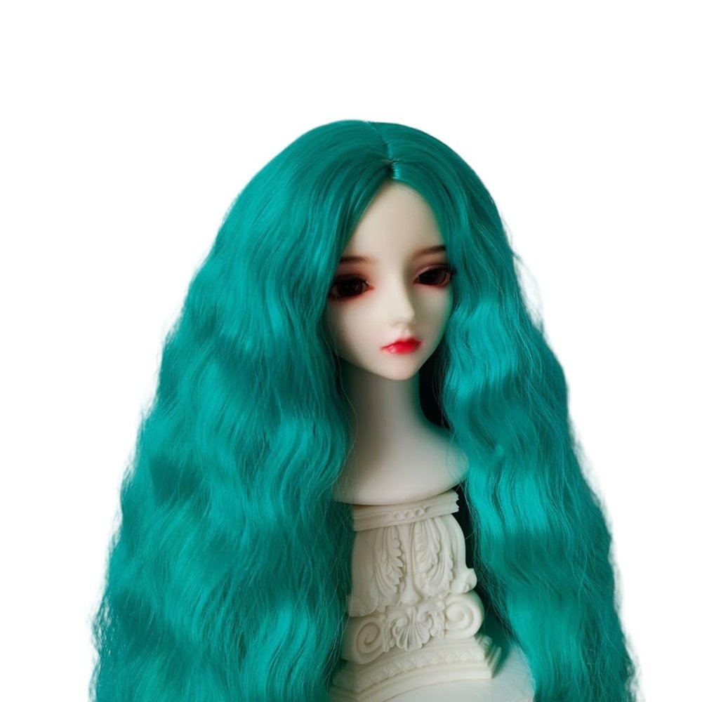 SISON BENNE Doll Wig, Dolls Long Wavy Hair Wigs for 1/3 1/4 1/6 Ball Jointed Doll BJD Toy DIY 24 Colors (1/4 (Head C. 18-19cm),Green)