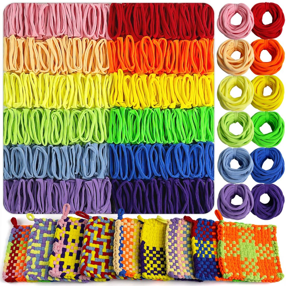 UCDRMA Loom Loops Refill for Potholder Weaving Loom Kit, 576PCS in 12 Rainbow Colors Weaving Loom Refill Loops for 7in Loom to Make 16 Potholders, Stretchy Pot Holder Loop Nylon Craft Bands Set