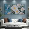 Ateliart White Floral Wall Art for Living Room, Flower Canvas Painting Textured Bedroom Wall Decor, Rustic Teal Background Picture Extra Large Framed Artwork Home Office Dining Room Kitchen 58"x29" view 2