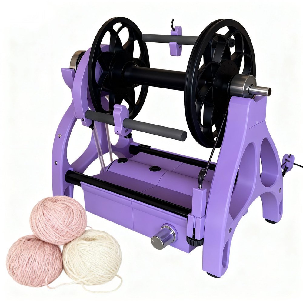 Glowdora Electric Spinning Wheel, Adjustable Speed Wool Yarn Winding Machine,12v Yarn Spinning Wheel,800rpm Maximum Speed, Easy to Disassemble, 4 Ounce Capacity, for Yarn Weaving Purple