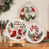 LB Cute Christmas Embroidery Kit for Beginners Adults, 3 Sets Hand Embroidery Starter Kit with Gnome Pattern and Instructions Stamped Cross Stitch Kits Include Embroidery Hoop Needles Threads Scissors view 4