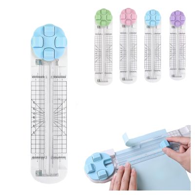 4-in-1 Multi-Function Paper Trimmer, Bidirectional Papers Cutter, Photo Cutter, Multi-Function Scrapbooking Tool for Scrapbooking and Cardmaking Plus (Blue)