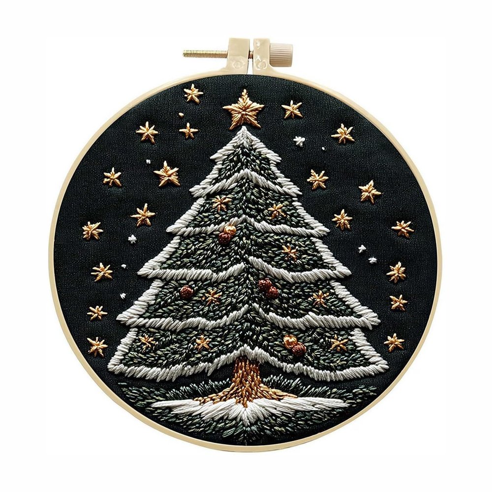 BlingBling5 Embroidery Kits for Adults Christmas Tree Stitch Kits for Adults Funny Fall Hand Punch Needle Kit(#1)