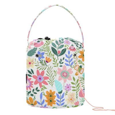 Summer Multicolor Floral Brilliance Crochet Yarn Bag with Holes Bag Yarn Storage for Needle Holder accesorios para tejer Crochet