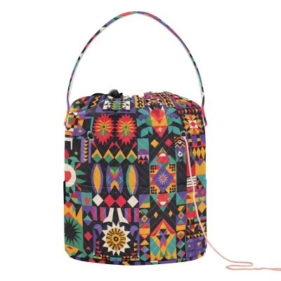 Bohemian Colorful Retro Patterns Travel Bag Portable Knitting Tote Bag for Needle Holder para Croche