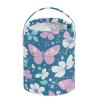 Blue Spring Pastel Flowers Crochet Tote Bag Portable Yarn Organizer Bag for Art Supply bolsas para Crochet view 2