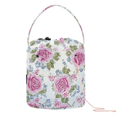 Retro Ancient Roses Peach Travel Bag with Holes Crochet Hook Storage for Knitting Needle Regalos para tejer