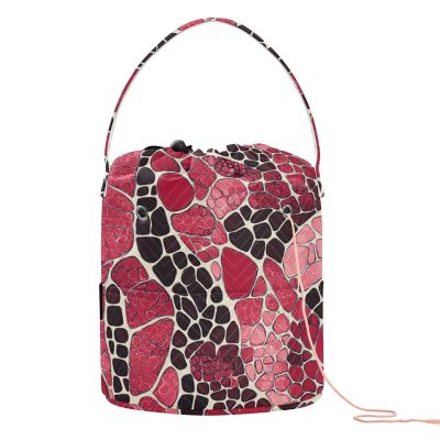 Snake Skin Fur Texture French Artvalentines Crochet Tote Bag Portable Yarn Bags Crocheting for Knitting Needles Regalos para tejer