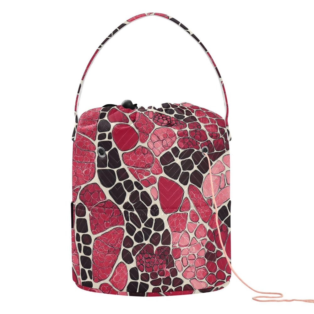 Snake Skin Fur Texture French Artvalentines Crochet Tote Bag Portable Yarn Bags Crocheting for Knitting Needles Regalos para tejer