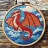 Punch Needle Kits Red Dragon Easy for Beginners DIY Embroidery Starter Set with Hoop Stress Relief Craft Hobby and Home Decor 20x20cm-8 view 1